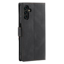 For Samsung Galaxy A13 5G Three-color Stitching Calf Texture Horizontal Flip Phone Leather Case with Holder & Card Slots & Wallet(Black)