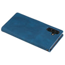 For Samsung Galaxy A13 5G Three-color Stitching Calf Texture Horizontal Flip Phone Leather Case with Holder & Card Slots & Wallet(Blue)