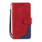 For Samsung Galaxy A13 5G Three-color Stitching Calf Texture Horizontal Flip Phone Leather Case with Holder & Card Slots & Wallet(Red)