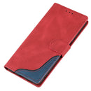 For Samsung Galaxy A13 5G Three-color Stitching Calf Texture Horizontal Flip Phone Leather Case with Holder & Card Slots & Wallet(Red)