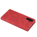 For Samsung Galaxy A13 5G Three-color Stitching Calf Texture Horizontal Flip Phone Leather Case with Holder & Card Slots & Wallet(Red)