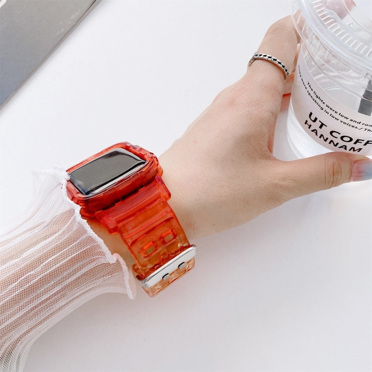 Jelly Gradient Transparent TPU Strap Watch Band For Apple Watch Series 7 45mm / 6&SE&5&4 44mm / 3&2&1 42mm(4)