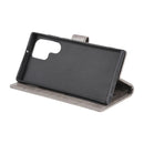 For Samsung Galaxy S22 Ultra 5G Totem Flower Embossed Horizontal Flip Phone Leather Case with Holder & Card Slots & Wallet(Grey)