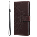 For Samsung Galaxy S22 Ultra 5G Totem Flower Embossed Horizontal Flip Phone Leather Case with Holder & Card Slots & Wallet(Brown)