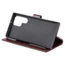 For Samsung Galaxy S22 Ultra 5G Totem Flower Embossed Horizontal Flip Phone Leather Case with Holder & Card Slots & Wallet(Brown)