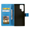 For Samsung Galaxy S22 Ultra 5G Totem Flower Embossed Horizontal Flip Phone Leather Case with Holder & Card Slots & Wallet(Blue)