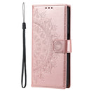 For Samsung Galaxy S22 Ultra 5G Totem Flower Embossed Horizontal Flip Phone Leather Case with Holder & Card Slots & Wallet(Rose Gold)