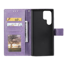 For Samsung Galaxy S22 Ultra 5G Totem Flower Embossed Horizontal Flip Phone Leather Case with Holder & Card Slots & Wallet(Purple)
