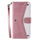 For Samsung Galaxy S22+ 5G Stitching Calf Texture Horizontal Flip Phone Leather Case with Holder & Card Slots & Wallet(Rose Gold)