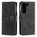 For Samsung Galaxy S22+ 5G Stitching Calf Texture Horizontal Flip Phone Leather Case with Holder & Card Slots & Wallet(Black)