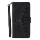 For Samsung Galaxy S22+ 5G Stitching Calf Texture Horizontal Flip Phone Leather Case with Holder & Card Slots & Wallet(Black)
