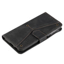 For Samsung Galaxy S22+ 5G Stitching Calf Texture Horizontal Flip Phone Leather Case with Holder & Card Slots & Wallet(Black)