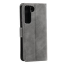 For Samsung Galaxy S22+ 5G Stitching Calf Texture Horizontal Flip Phone Leather Case with Holder & Card Slots & Wallet(Grey)