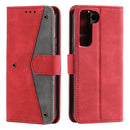 For Samsung Galaxy S22+ 5G Stitching Calf Texture Horizontal Flip Phone Leather Case with Holder & Card Slots & Wallet(Red)