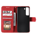 For Samsung Galaxy S22+ 5G Stitching Calf Texture Horizontal Flip Phone Leather Case with Holder & Card Slots & Wallet(Red)