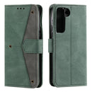 For Samsung Galaxy S22+ 5G Stitching Calf Texture Horizontal Flip Phone Leather Case with Holder & Card Slots & Wallet(Green)