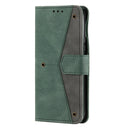 For Samsung Galaxy S22+ 5G Stitching Calf Texture Horizontal Flip Phone Leather Case with Holder & Card Slots & Wallet(Green)