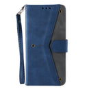 For Samsung Galaxy S22+ 5G Stitching Calf Texture Horizontal Flip Phone Leather Case with Holder & Card Slots & Wallet(Dark Blue)
