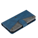 For Samsung Galaxy S22+ 5G Stitching Calf Texture Horizontal Flip Phone Leather Case with Holder & Card Slots & Wallet(Dark Blue)