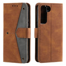 For Samsung Galaxy S22+ 5G Stitching Calf Texture Horizontal Flip Phone Leather Case with Holder & Card Slots & Wallet(Brown)