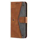 For Samsung Galaxy S22+ 5G Stitching Calf Texture Horizontal Flip Phone Leather Case with Holder & Card Slots & Wallet(Brown)