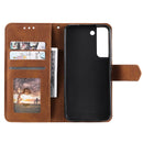 For Samsung Galaxy S22+ 5G Stitching Calf Texture Horizontal Flip Phone Leather Case with Holder & Card Slots & Wallet(Brown)