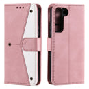 For Samsung Galaxy S22 5G Stitching Calf Texture Horizontal Flip Phone Leather Case with Holder & Card Slots & Wallet(Rose Gold)