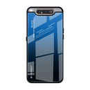 For Galaxy A80 Gradient Color Glass Case(Blue)