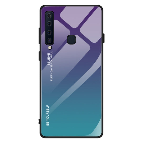 For Galaxy A9 (2018) Gradient Color Glass Case(Purple)