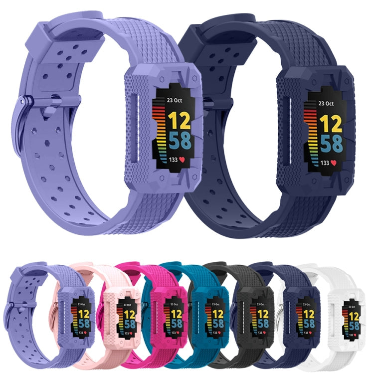 For Fitbit Charge 5 Silicone Integrated Strap Watch Band(Black)