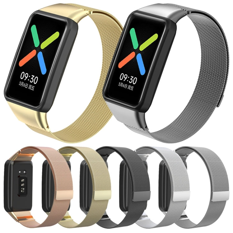 For OPPO Watch Free NFC Milan Magnetic Metal Watch Band(Black)