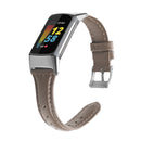 For Fitbit Charge 5 FC5-18 Leather Strap Watch Band, Size:S(Pink Grey)