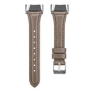For Fitbit Charge 5 FC5-18 Leather Strap Watch Band, Size:S(Pink Grey)