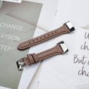 For Fitbit Charge 5 FC5-18 Leather Strap Watch Band, Size:S(Pink Grey)