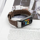 For Fitbit Charge 5 FC5-18 Leather Strap Watch Band, Size:S(Pink Grey)