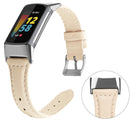 For Fitbit Charge 5 FC5-18 Leather Strap Watch Band, Size:S(Pink)