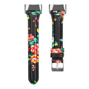 For Fitbit Charge 5 FC5-18 Leather Strap Watch Band, Size:S(Red Flower)