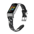 For Fitbit Charge 5 FC5-18 Leather Strap Watch Band, Size:S(Grey Flower)