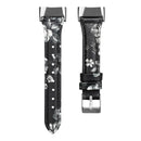 For Fitbit Charge 5 FC5-18 Leather Strap Watch Band, Size:S(Grey Flower)