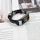 For Fitbit Charge 5 FC5-18 Leather Strap Watch Band, Size:S(Grey Flower)