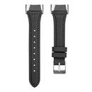 For Fitbit Charge 5 FC5-18 Leather Strap Watch Band, Size:S(Black)