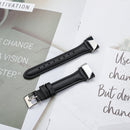 For Fitbit Charge 5 FC5-18 Leather Strap Watch Band, Size:S(Black)
