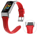 For Fitbit Charge 5 FC5-18 Leather Strap Watch Band, Size:S(Red)
