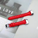 For Fitbit Charge 5 FC5-18 Leather Strap Watch Band, Size:S(Red)