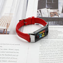 For Fitbit Charge 5 FC5-18 Leather Strap Watch Band, Size:S(Red)