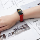 For Fitbit Charge 5 FC5-18 Leather Strap Watch Band, Size:S(Red)