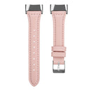 For Fitbit Charge 5 FC5-18 Leather Strap Watch Band, Size:S(Rose Pink)