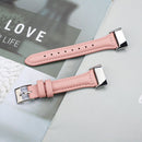 For Fitbit Charge 5 FC5-18 Leather Strap Watch Band, Size:S(Rose Pink)