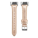 For Fitbit Charge 5 FC5-18 Leather Strap Watch Band, Size:S(Rose Gold)