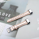 For Fitbit Charge 5 FC5-18 Leather Strap Watch Band, Size:S(Rose Gold)